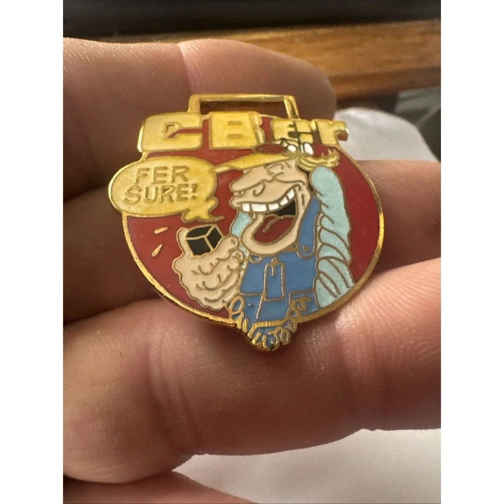 Vintage CB Er radio FER SURE Metal Key Chain Ring WATCH Fob Great Graphics Rare